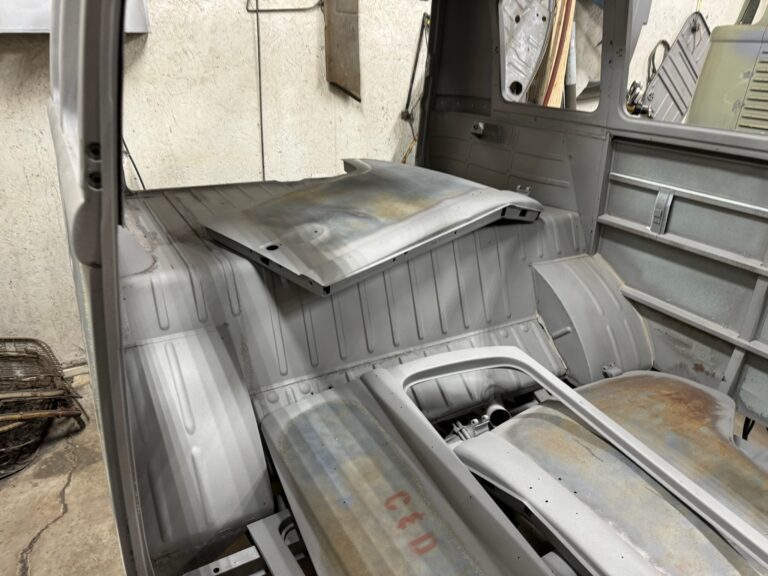 1965 21 window deluxe bus rust repair begins silver lining auto restoration oregon