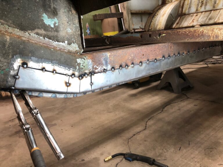 1965 21 window deluxe bus rust repair begins silver lining auto restoration oregon