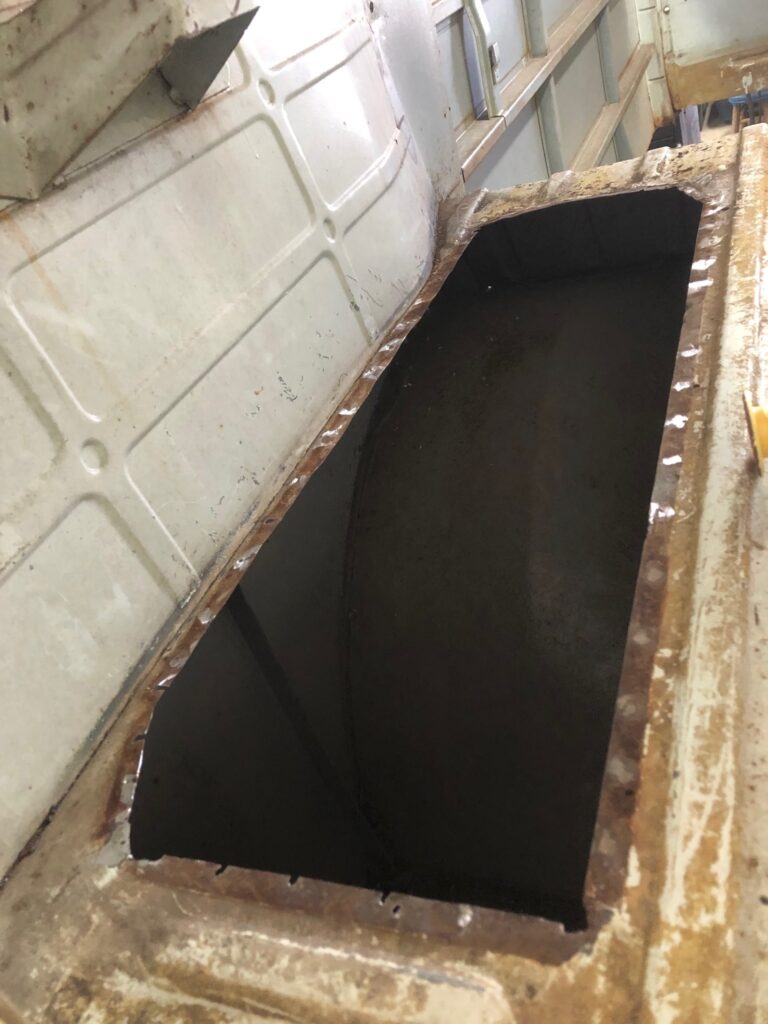 1965 21 window deluxe bus rust repair begins silver lining auto restoration oregon