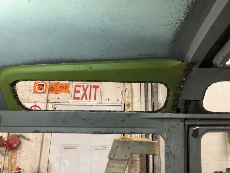 1965 21 window deluxe vw bus skylight window rust repair silver lining auto restoration oregon