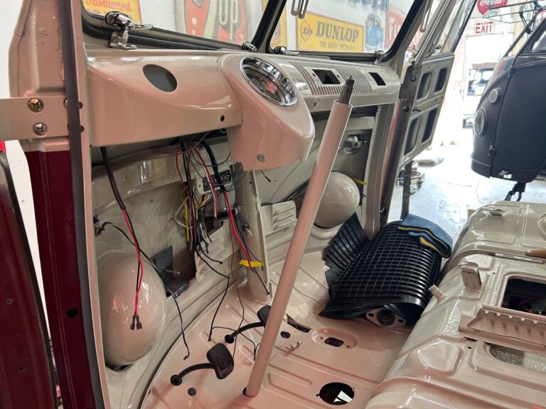 1966 21 window deluxe vw bus assembly continues silver lining auto restoration oregon