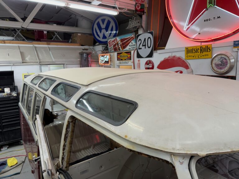 1966 21 window deluxe vw bus assembly continues silver lining auto restoration oregon