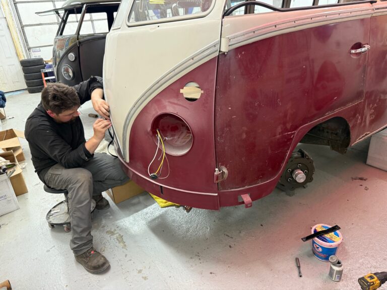 1966 21 window deluxe vw bus assembly continues silver lining auto restoration oregon