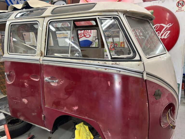 1966 21 window deluxe vw bus assembly continues silver lining auto restoration oregon