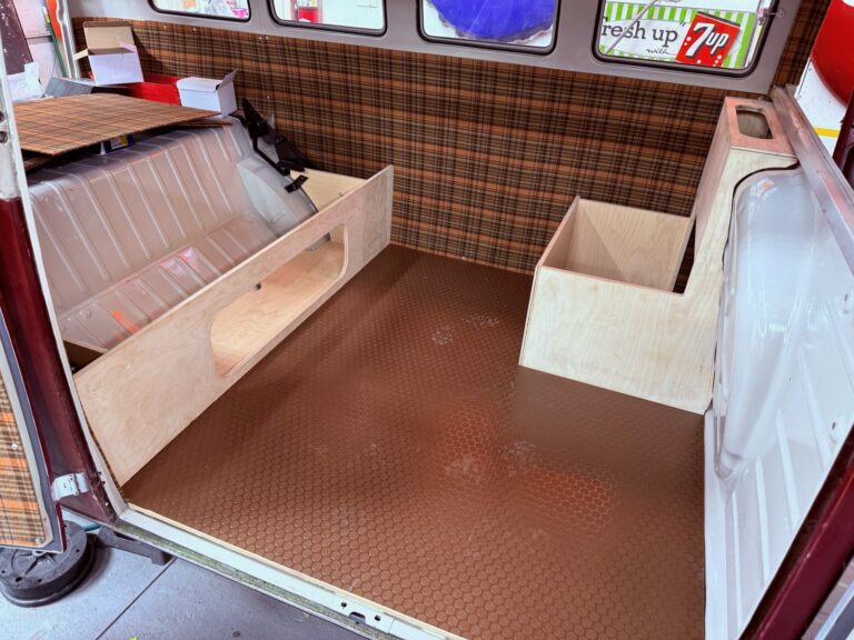 1966 21 window deluxe vw bus camper interior silver lining auto restoration oregon