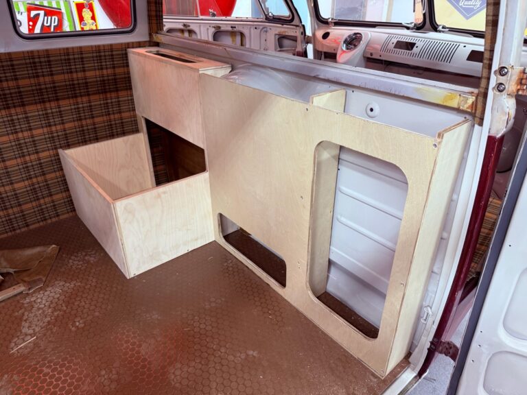1966 21 window deluxe vw bus camper interior silver lining auto restoration oregon
