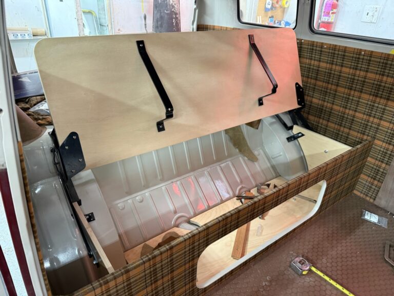 1966 21 window deluxe vw bus camper interior silver lining auto restoration oregon