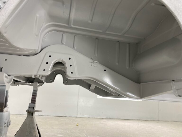 1966 vw microbus interior and underbody in primer silver lining auto restoration oregon