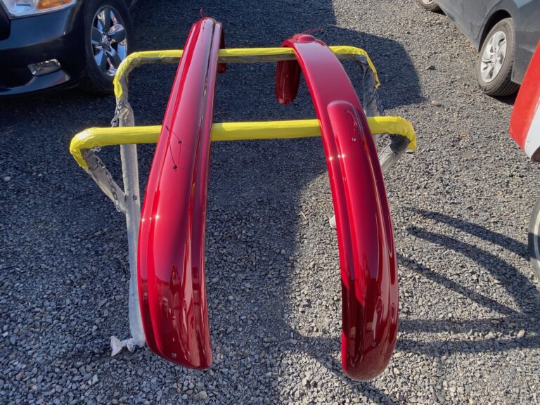 1959 vw panel bus bumpers in paint and safari window install silver lining auto restoration oregon