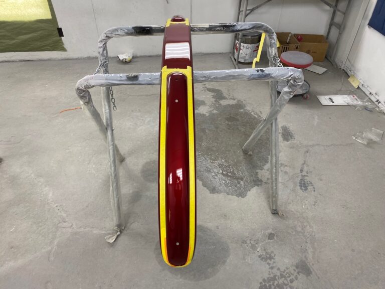 1959 vw panel bus bumpers in paint and safari window install silver lining auto restoration oregon