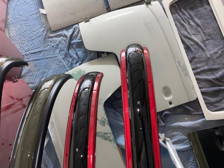 1959 vw panel bus bumpers in paint and safari window install silver lining auto restoration oregon