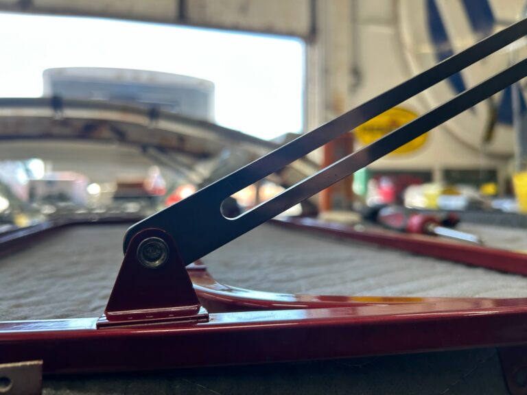 1959 vw panel bus bumpers in paint and safari window install silver lining auto restoration oregon