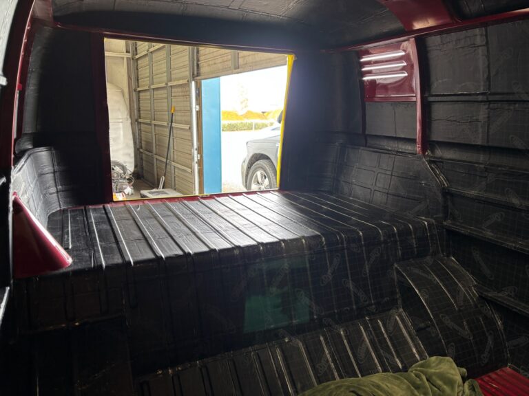 1959 vw panel bus sound deadening silver lining auto restoration oregon