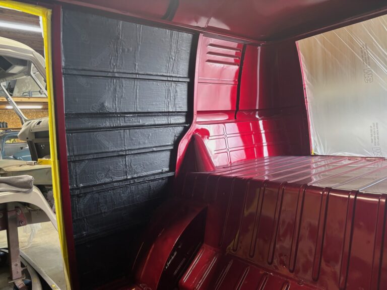 1959 vw panel bus sound deadening silver lining auto restoration oregon