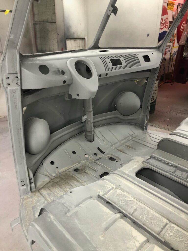 1963 23 window mouse grey deluxe bus body in epoxy silver lining auto restoration oregon