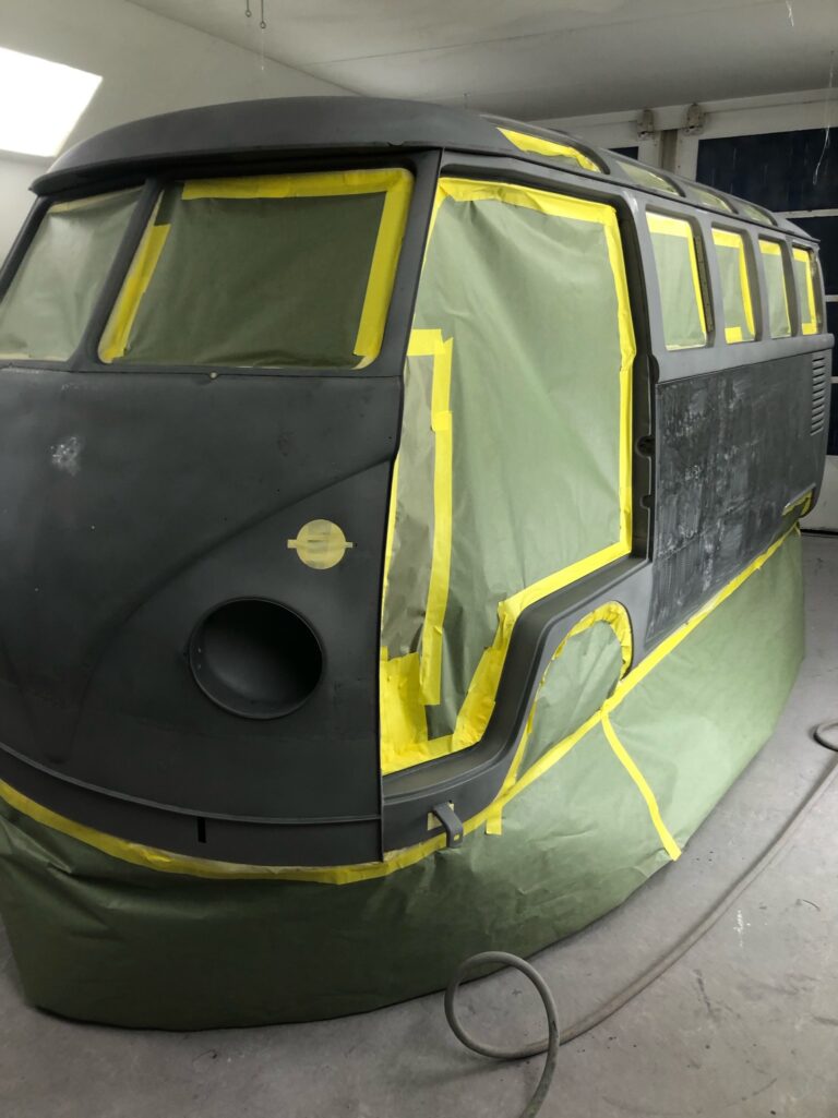 1963 23 window mouse grey deluxe bus body in epoxy silver lining auto restoration oregon