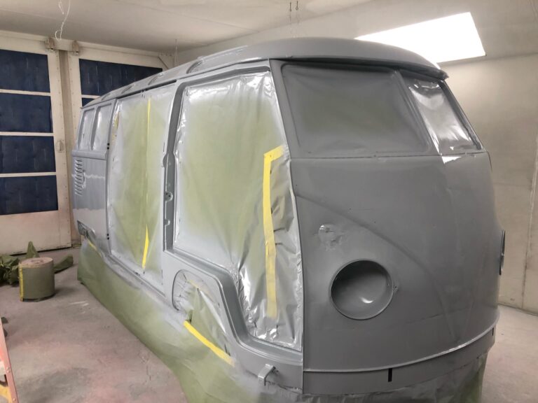 1963 23 window mouse grey deluxe bus body in epoxy silver lining auto restoration oregon