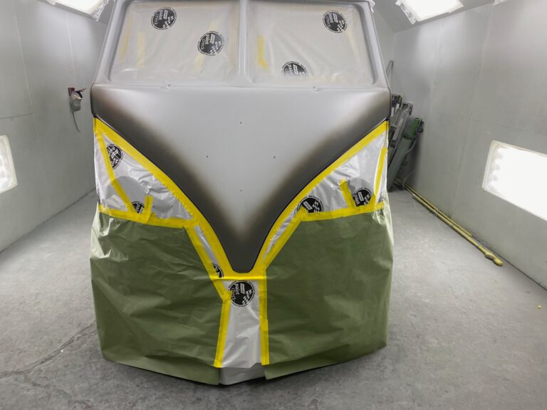 1963 23 window mouse grey deluxe bus main body in paint silver lining auto restoration oregon