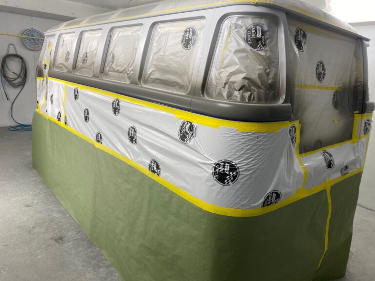 1963 23 window mouse grey deluxe bus main body in paint silver lining auto restoration oregon