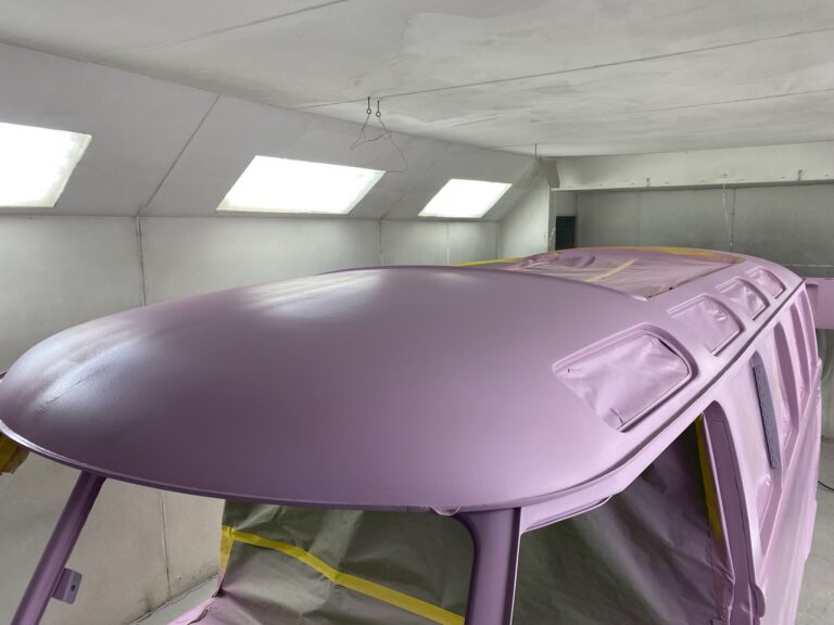 1963 23 window mouse grey deluxe bus body work into primer silver lining auto restoration oregon