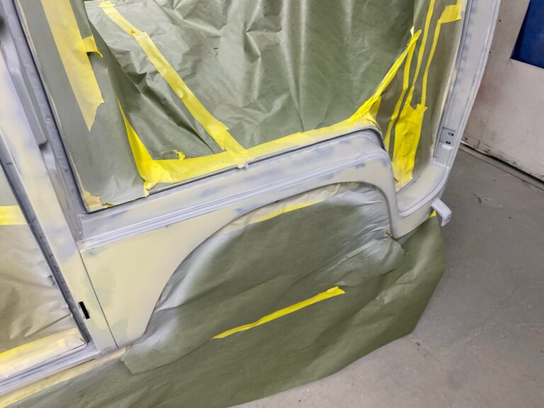 1963 23 window mouse grey deluxe bus body work into primer silver lining auto restoration oregon