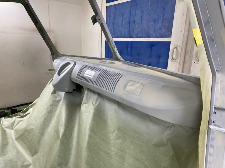 1963 23 window mouse grey deluxe bus body work into primer silver lining auto restoration oregon