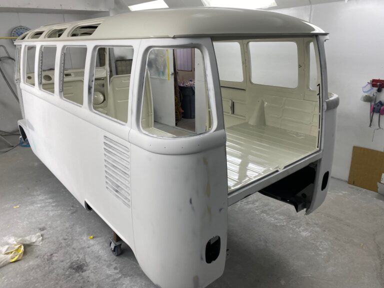 1963 23 window mouse grey deluxe interior in paint silver lining auto restoration oregon