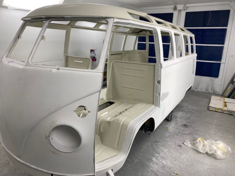 1963 23 window mouse grey deluxe interior in paint silver lining auto restoration oregon