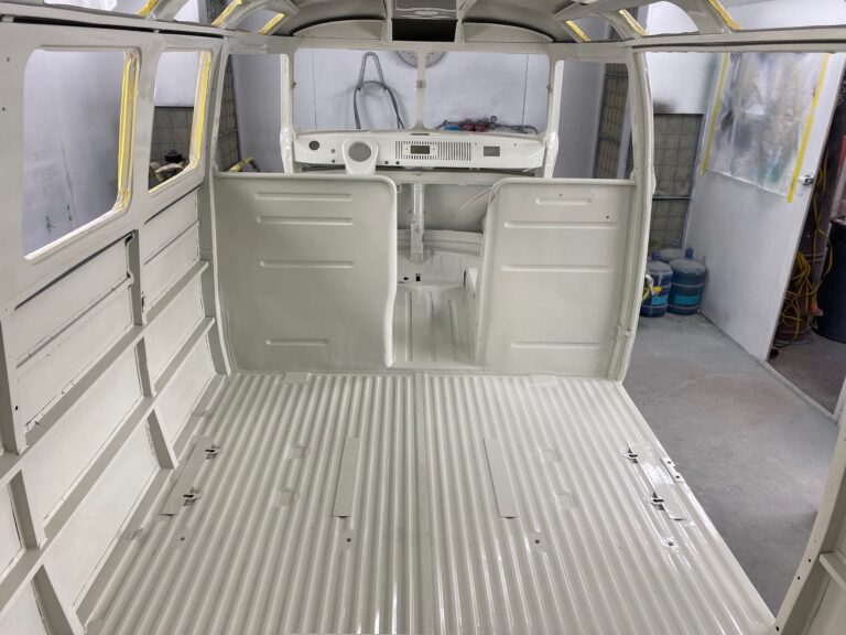 1963 23 window mouse grey deluxe interior in paint silver lining auto restoration oregon