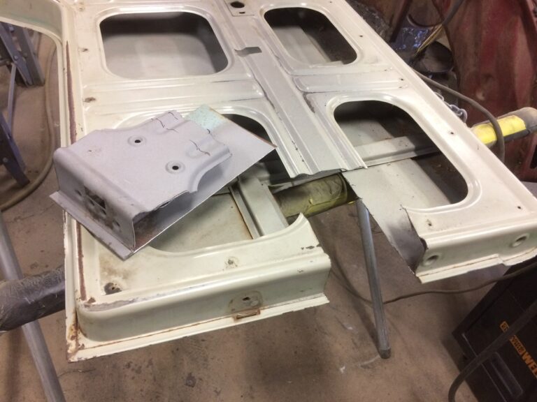 1963 23 window mouse grey deluxe bus bus in metal work and rust repair silver lining auto restoration oregon