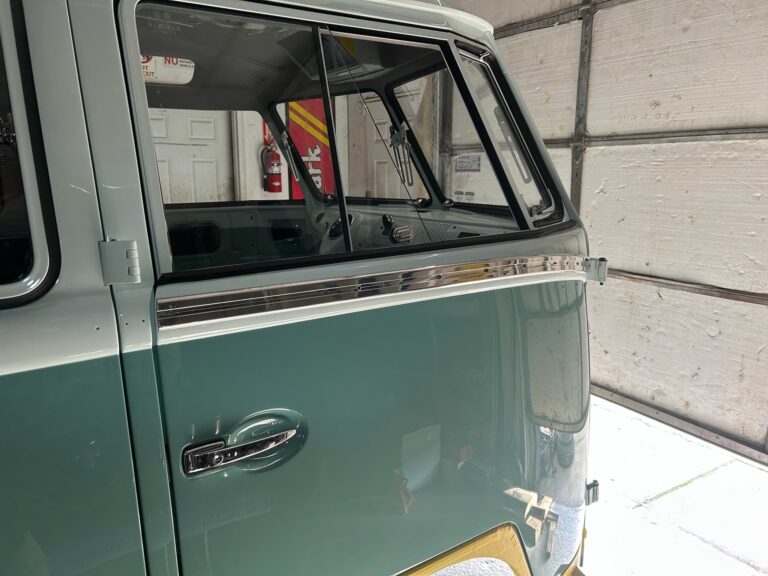 1963 23 window deluxe vw bus deluxe trim install silver lining auto restoration oregon