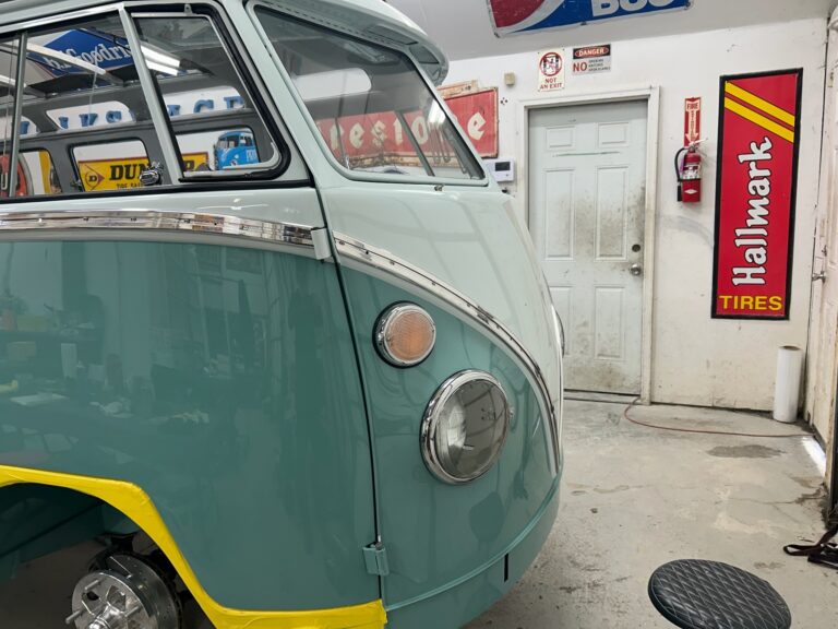 1963 23 window deluxe vw bus deluxe trim install silver lining auto restoration oregon
