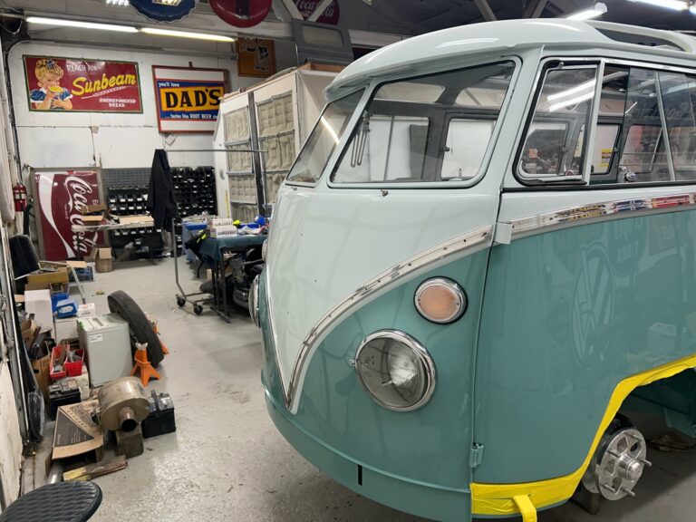 1963 23 window deluxe vw bus deluxe trim install silver lining auto restoration oregon