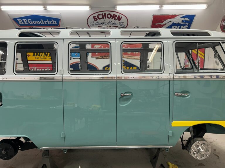 1963 23 window deluxe vw bus deluxe trim install silver lining auto restoration oregon