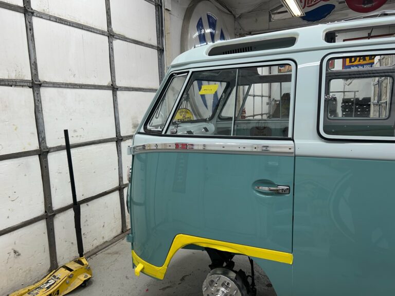 1963 23 window deluxe vw bus deluxe trim install silver lining auto restoration oregon