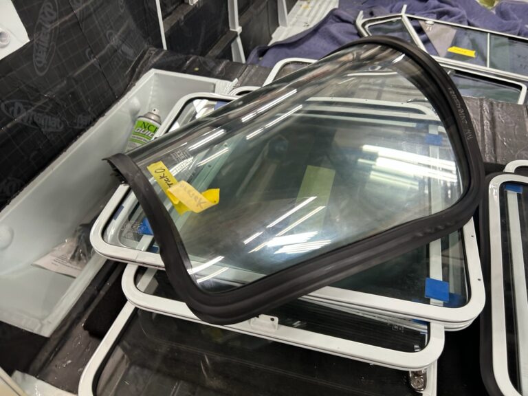 1963 23 window vw deluxe bus ragtop and glass install silver lining auto restoration oregon