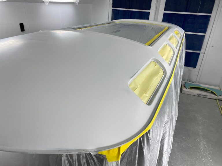 1963 23 window mouse grey deluxe bus roof in paint silver lining auto restoration oregon