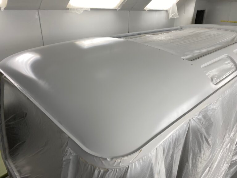 1963 23 window mouse grey deluxe bus roof in paint silver lining auto restoration oregon