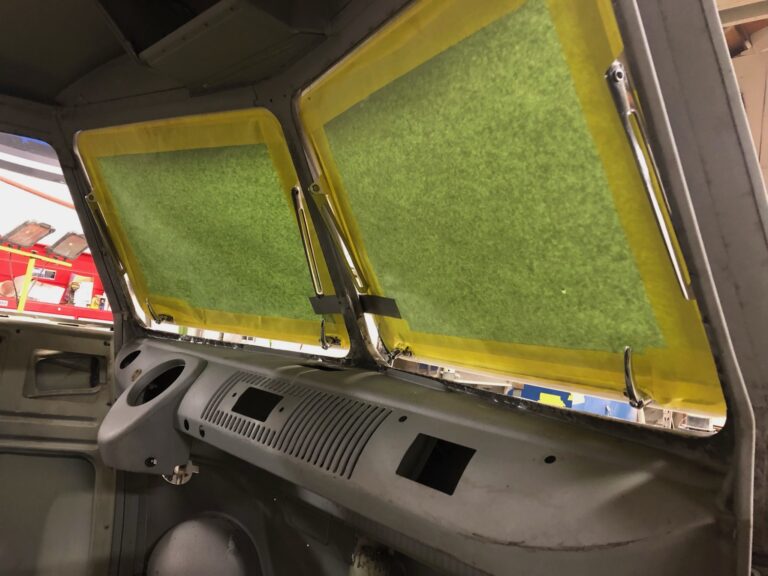 1963 23 window deluxe mouse grey bus safari windows silver lining auto restoration oregon