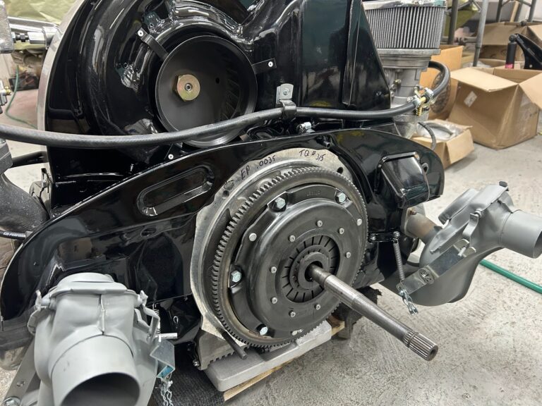 1963 23 window deluxe vw bus engine install silver lining auto restoration oregon