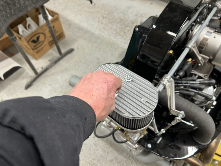 1963 23 window deluxe vw bus engine install silver lining auto restoration oregon