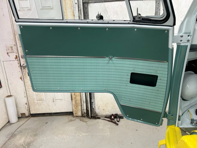 1963 23 window deluxe vw bus interior install continued silver lining auto restoration oregon