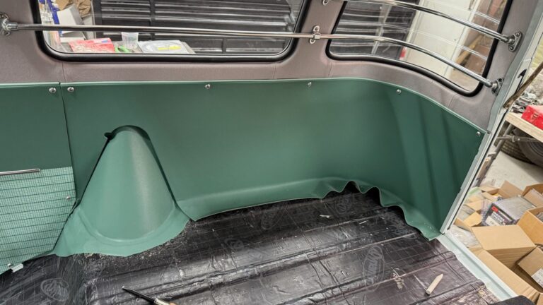 1963 23 window deluxe vw bus interior install continued silver lining auto restoration oregon