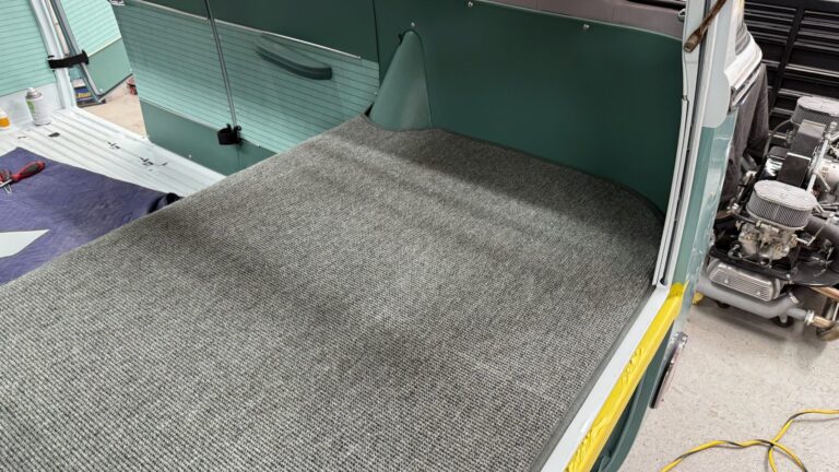 1963 23 window deluxe vw bus interior install continued silver lining auto restoration oregon