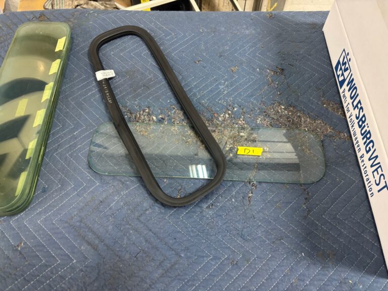 1963 23 window deluxe vw bus skylight window install silver lining auto restoration oregon