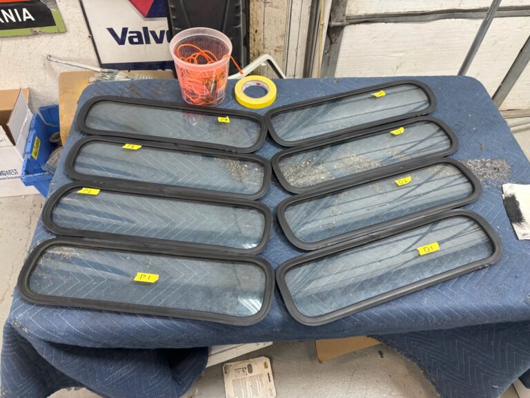 1963 23 window deluxe vw bus skylight window install silver lining auto restoration oregon