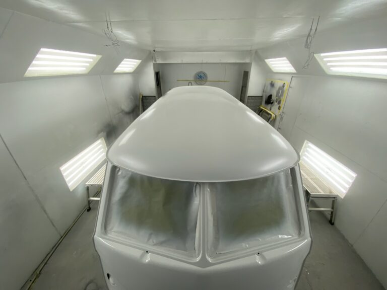 1966 microbus vw bus block sanding into primer silver lining auto restoration oregon