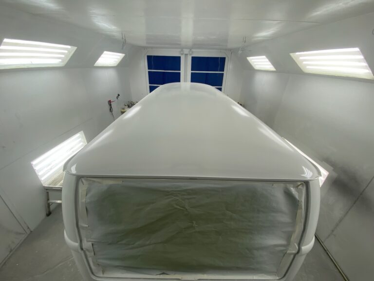 1966 microbus vw bus block sanding into primer silver lining auto restoration oregon