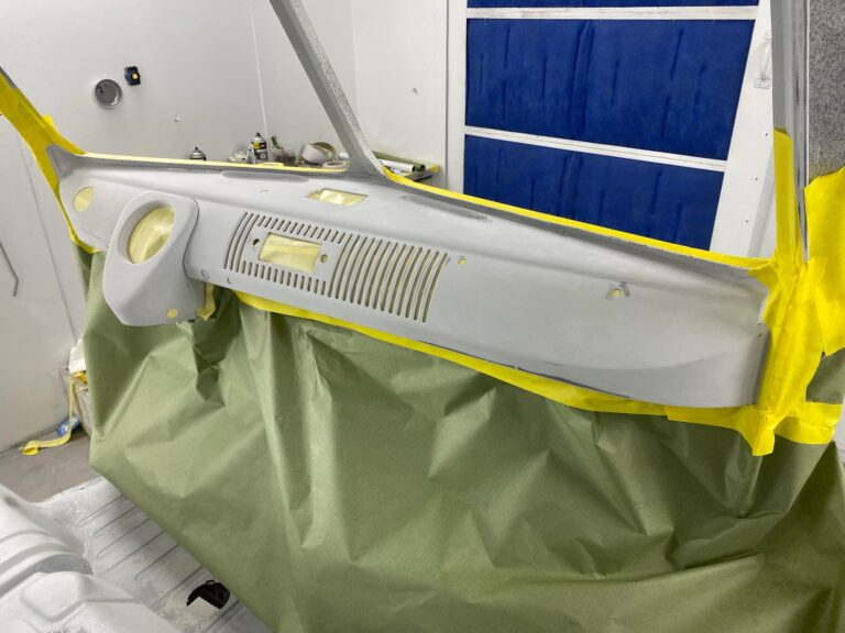 1966 microbus vw bus block sanding into primer silver lining auto restoration oregon