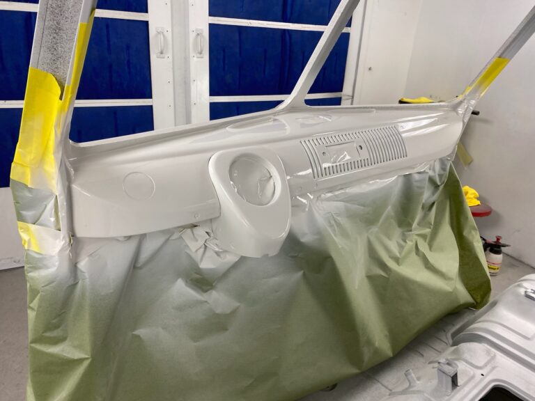 1966 microbus vw bus block sanding into primer silver lining auto restoration oregon